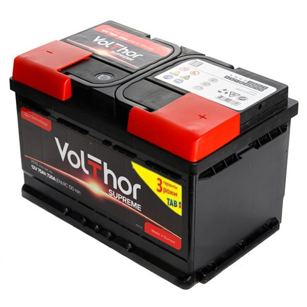 Акумулятор VOLTHOR Supreme 75 Ah 720 En R+