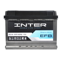Автомобільний акумулятор INTER EFB 63Ah 620A R+ (LB2)