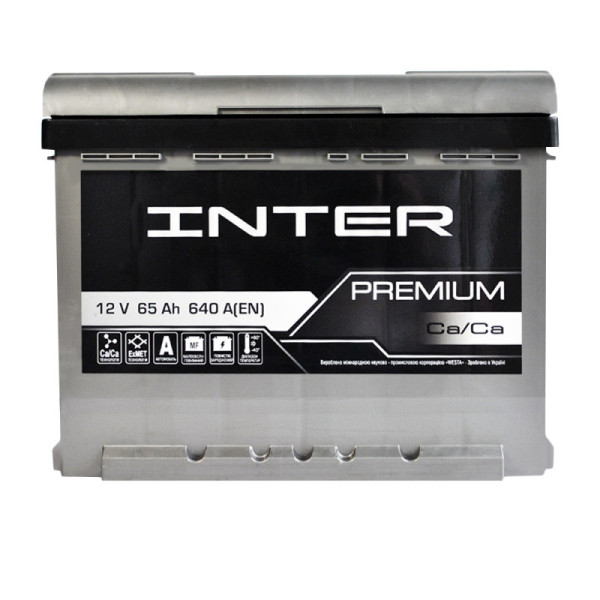 Автомобільний акумулятор INTER Premium 65Ah 640A L+ (L2)