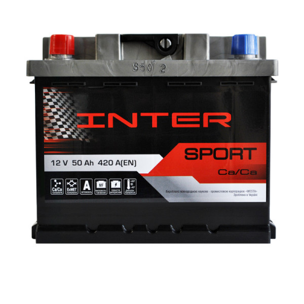 Автомобільний акумулятор INTER Sport 50Ah 420A L+ (L1B)