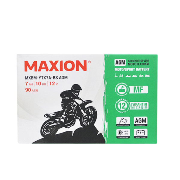 Мото акумулятор AGM YTX 7A-BS MAXION (12V, 7A)