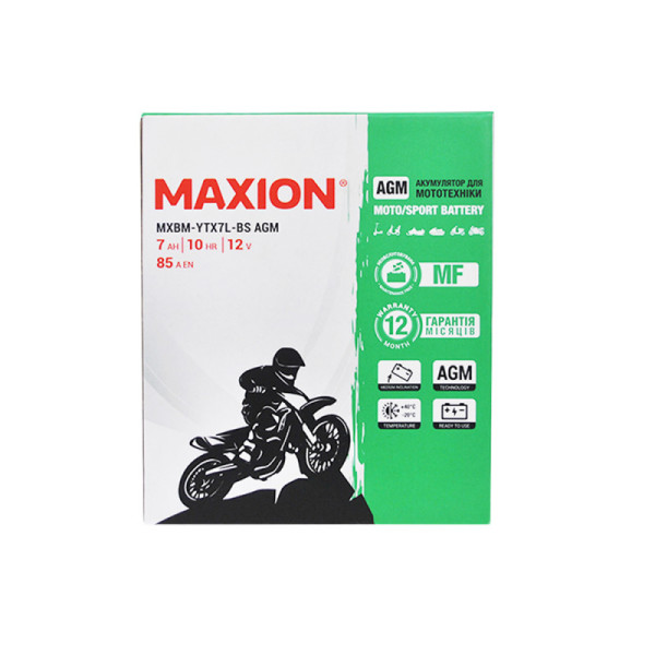Мото акумулятор AGM YTX 7L-BS MAXION (12V, 6A)