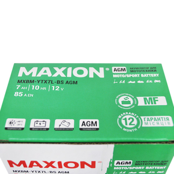 Мото акумулятор AGM YTX 7L-BS MAXION (12V, 6A)