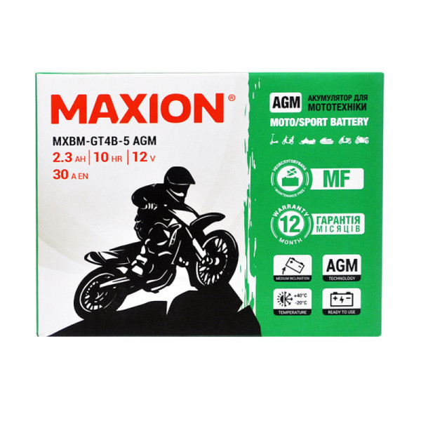 Мото акумулятор AGM GT 4B-5 MAXION (12V, 2,3A)
