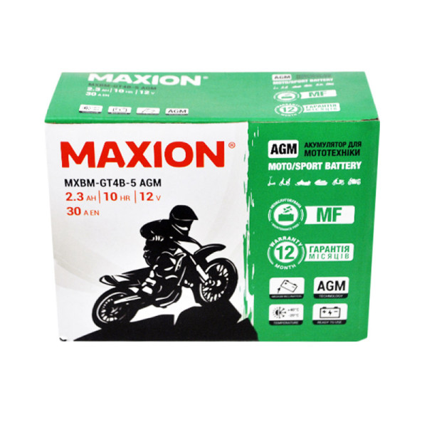 Мото акумулятор AGM GT 4B-5 MAXION (12V, 2,3A)