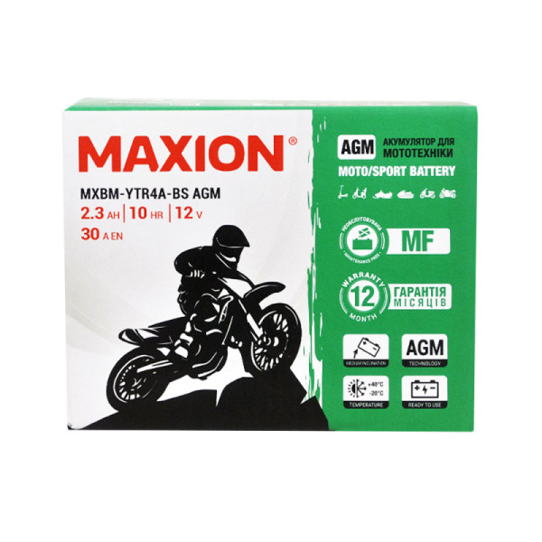 Мото акумулятор AGM YTR 4A-BS MAXION (12V, 2.3A)