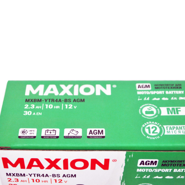 Мото акумулятор AGM YTR 4A-BS MAXION (12V, 2.3A)