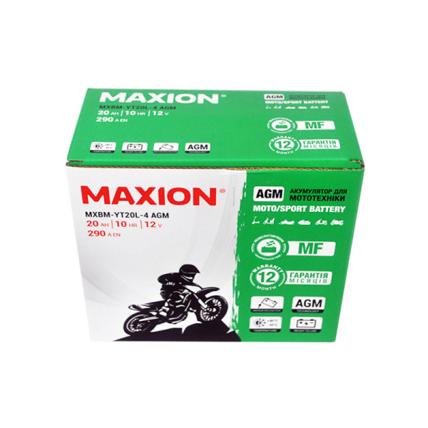 Мото акумулятор AGM YT 20L-4 MAXION (12V, 20A)
