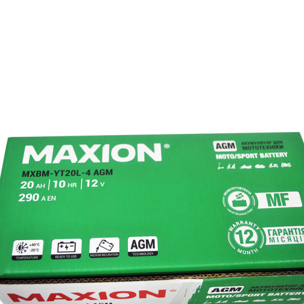 Мото акумулятор AGM YT 20L-4 MAXION (12V, 20A)