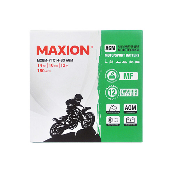 Мото акумулятор AGM YTX 14-BS MAXION (12V, 12A)