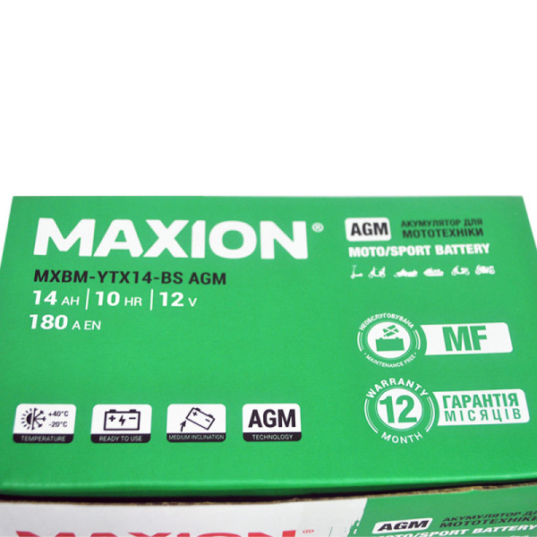 Мото акумулятор AGM YTX 14-BS MAXION (12V, 12A)