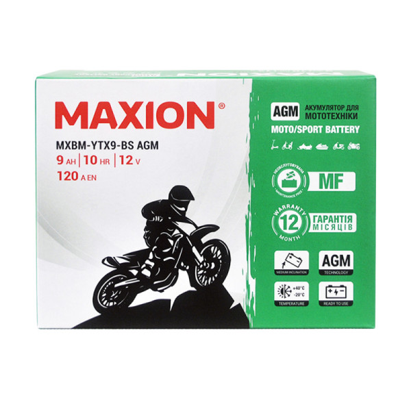 Мото акумулятор AGM YTX 9-BS MAXION (12V, 8A)