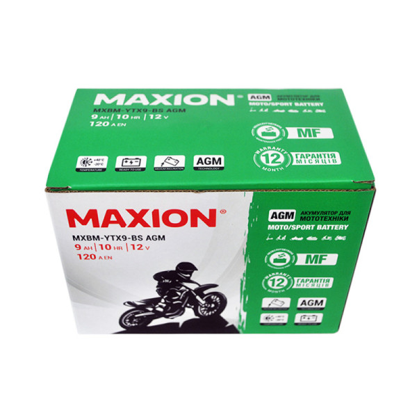 Мото акумулятор AGM YTX 9-BS MAXION (12V, 8A)